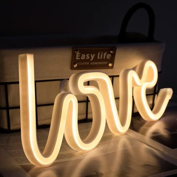 Love Neon Sign Warm White LED Wall Light USB or Battery for Room Party Decor - Picture 4 of 6